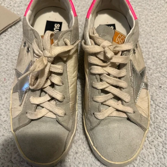 Golden Goose Beige and Pink Sneakers